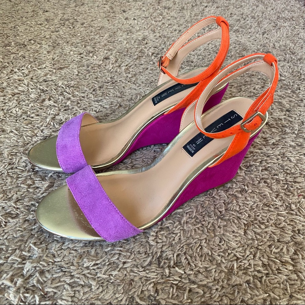 Steven by Steve Madden color block suede wedge sandals